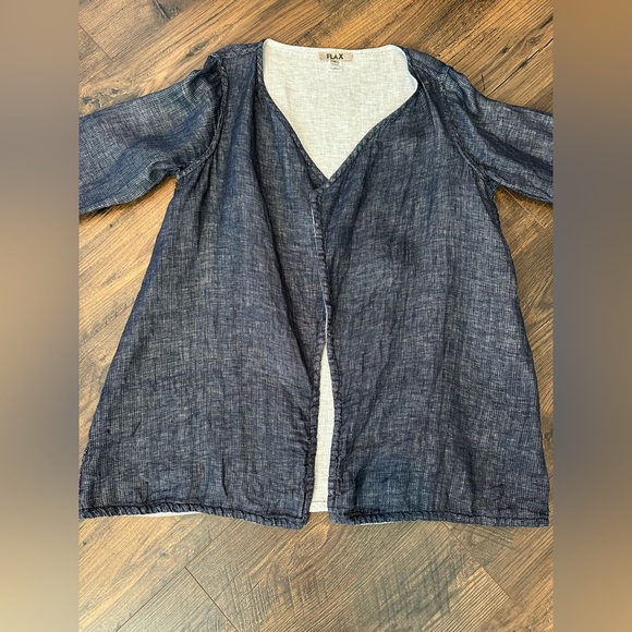 FLAX Women’s Linen Encore Reversible Jacket Navy Lava Size Medium - Picture 9 of 14